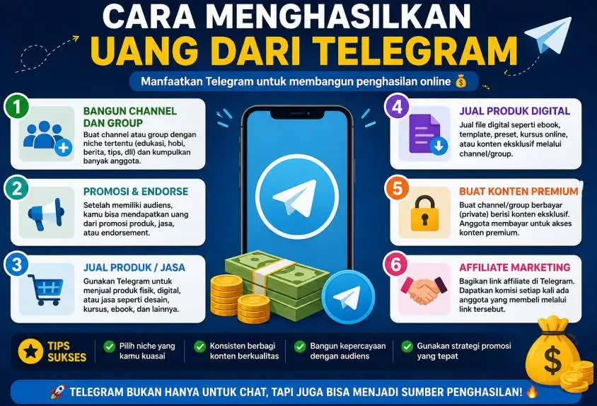 Cara Dapat Uang dari Telegram untuk Pemula (Lengkap & Terbukti 2026)